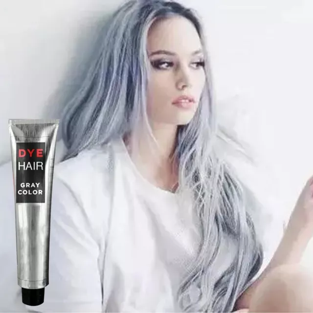 2 PACK Permanent Hair Dye Light Gray Silver Color Cream Grandma Punk Style 100ml