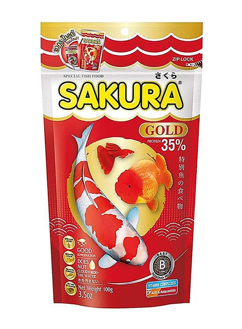 Sakura Gold Tropical Fish Food High Protein New Formula 3.5oz (100g.)
