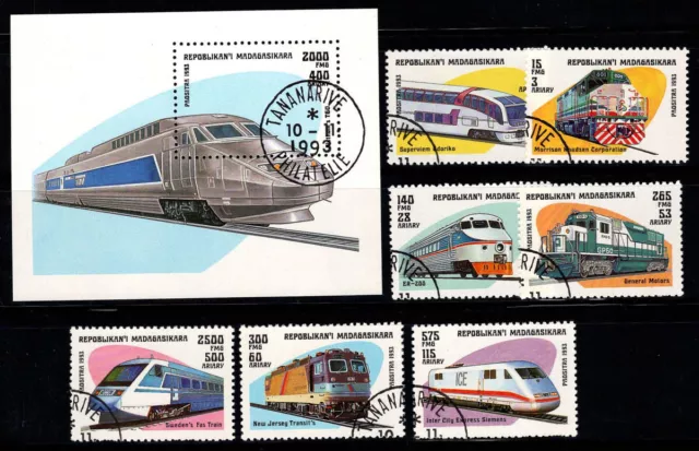 Madagascar 1993 Mi. Bl. 238, 1562 Foglietto 100% Usato Treno, locomotive