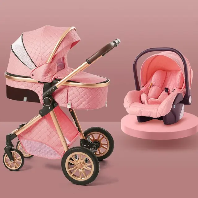 Baby Stroller 3 in 1 Cart Can Sit Lie Portable Pushchair Luxury High Landscape