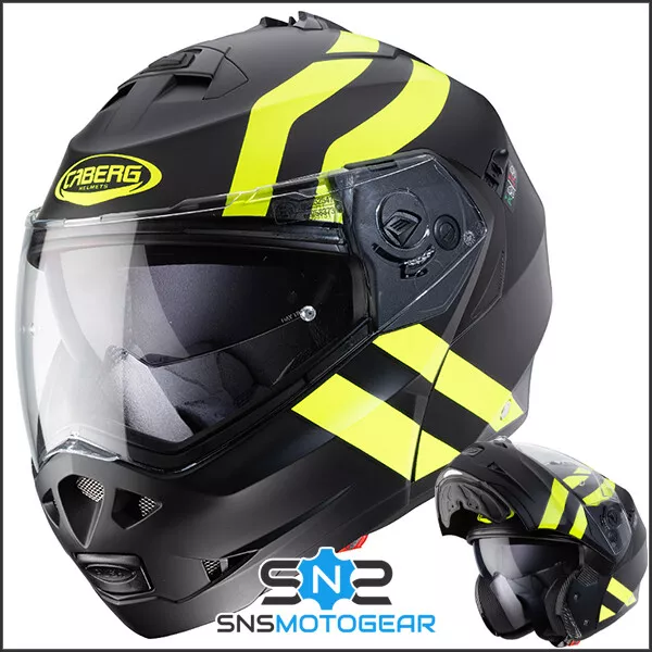 Caberg Duke II 2 Motorrad Klapphelm/Front - Super Legend matt schwarz/gelb