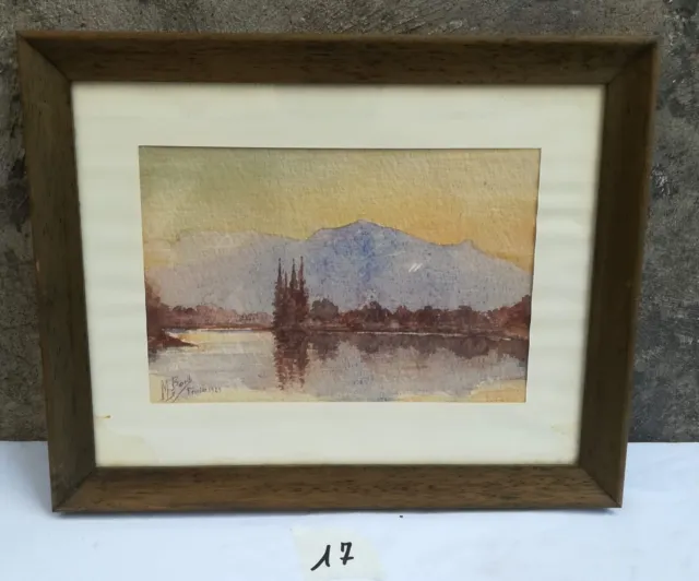 Acquerello Quadro Paesaggio Di Montagna Firmato M. Boel 1929 Dipinto Originale