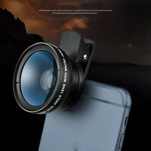 37mm Mobile Phone Lens 0.45x49uv Super Wide-Angle +Macro Lens Universal Clip NEW