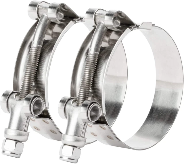 ISPINNER 2 Pack 1.75 Inch Stainless Steel T-Bolt Hose Clamps, Clamp Range 51-59M
