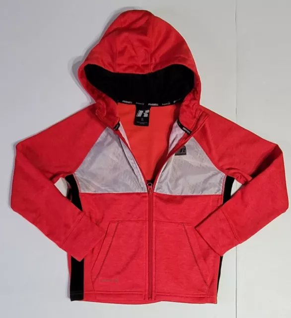 Russell Youth Boys Full Zip Fleece Hooded Jacket Lightweight  Reflective Red M-8