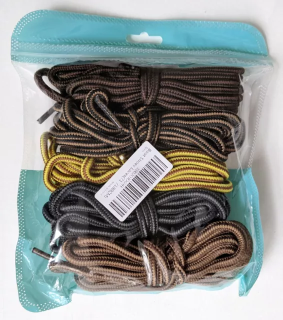 Pack of 5 Boot Shoe Laces 71" 71 In. Brown Yellow Black