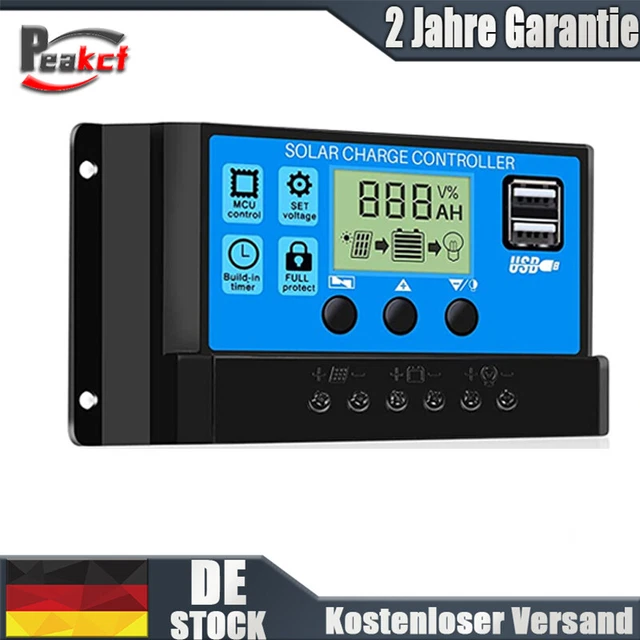 Sporgo 30A Solar-Laderegler – 2 Stück, 12V/24V PWM, Mit 5V USB & LCD, Für Blei-Säure-Batterien, Energiesparend