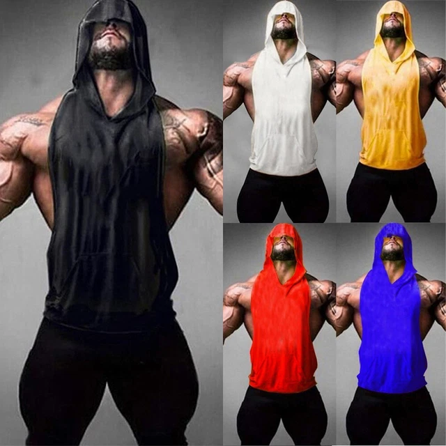 Felpa T-Shirt Top Canotta Formazione Muscolo Bodybuilding Casual Nuovo
