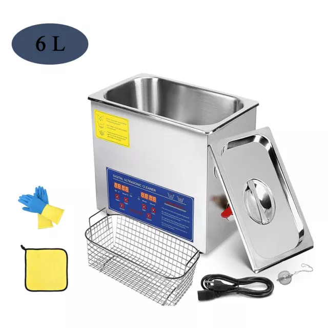 6L Ultrasonic Cleaner Stainless Steel Industry Heated Heater w/Timer New