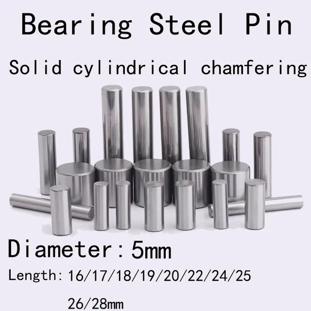 5mm Dia Bearing Steel Pin Solid Cylindrical Chamfering Dowel Pins 16mm-28mm Long