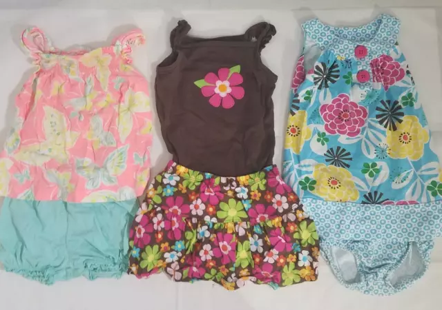 Lot of 3 Carters Toddler Girl 18 Months 2 Piece Sleeveless Outfits