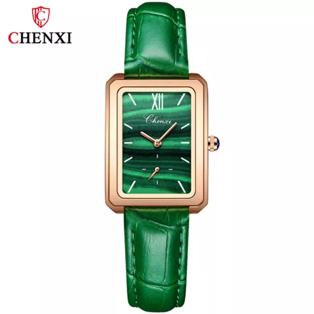 Orologio Donna CHENXI Moda Verde Rettangolare Orologio da polso per Ragazza Orologi in Pelle