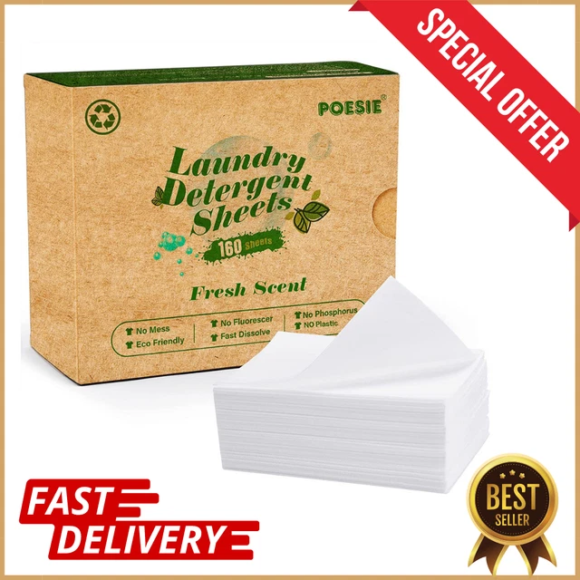LAUNDRY DETERGENT SHEETS EcoFriendly 160 Sheets Clear PlasticFree