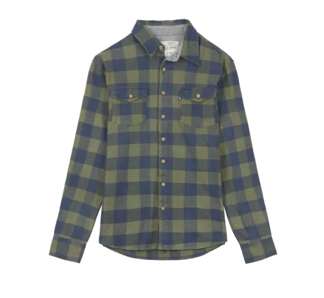 Picture Organic Cotton Urban Outdoor HILLSBORO SHIRT Checked Olive Blue BNWOT