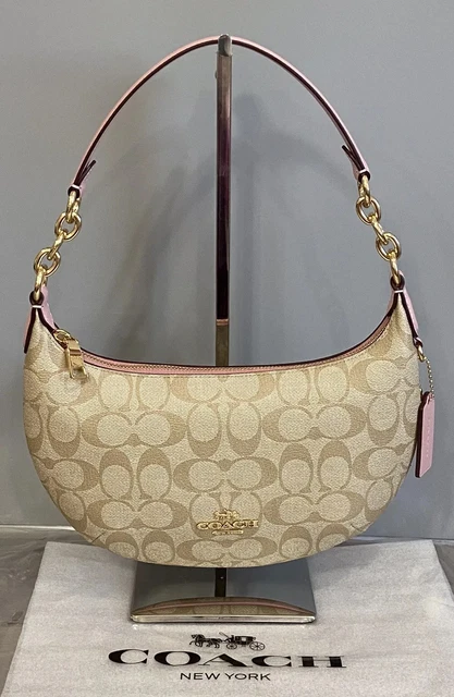 COACH CE620 Payton Hobo Bag In Signature Canvas & Leather Lt Khaki/Powder Pink