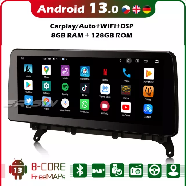 12,3"Android 13 CarPlay Autoradio GPS Wifi DAB+DSP IPS für BMW X3 F25 X4 F26 NBT