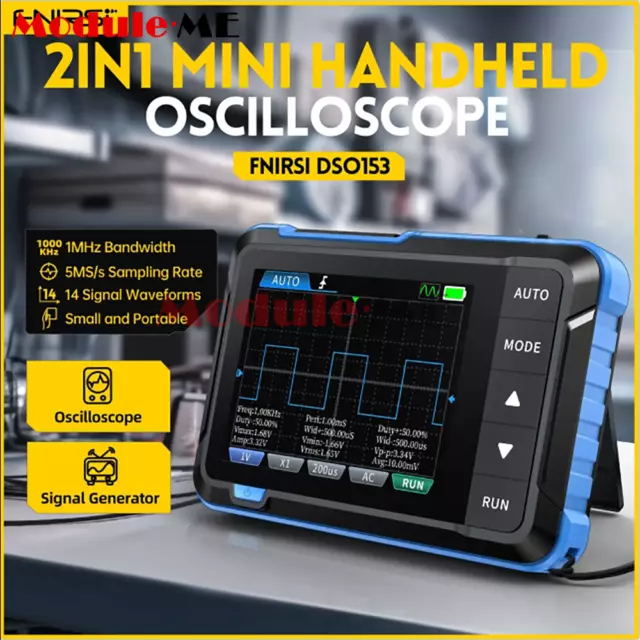 FNIRSI DSO153 2in1 Handheld Digital Oscilloscope Signal Generator 1MHz Bandwidth