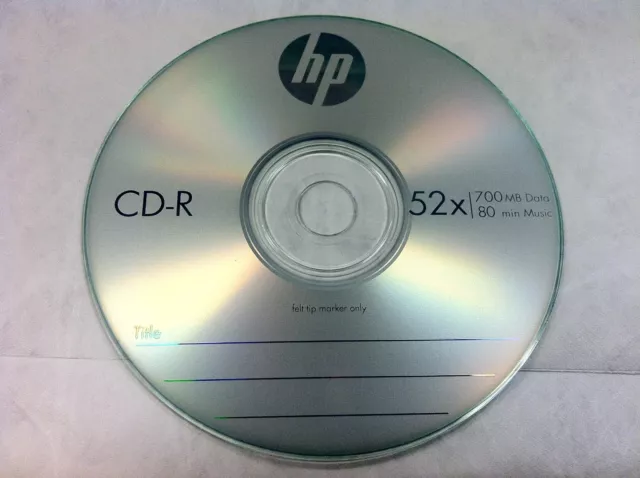 20 Pcs HP Brand 52X Logo Blank CD-R CDR Disc Media 700MB with Paper Sleeves