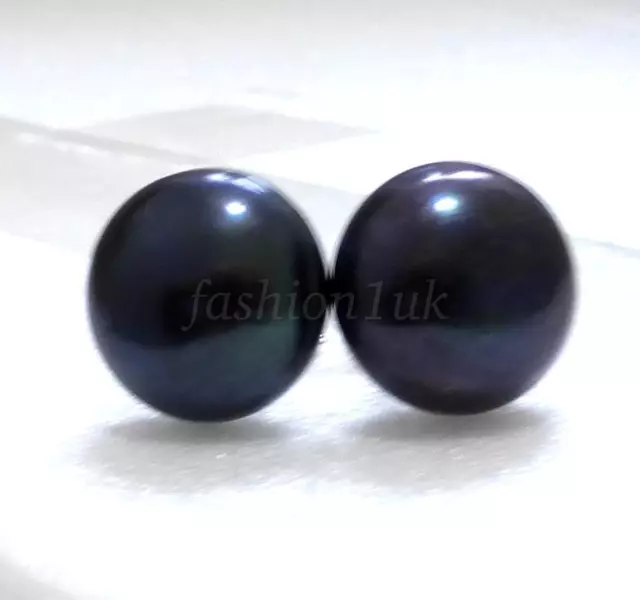 Women Stud Earrings Genuine Freshwater Pearl 925 Solid Silver 11 12mm Big UK