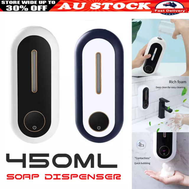 450ML Automatic Foam Soap Dispenser Wall Hand Wash Diffuser Shampoo Container AU