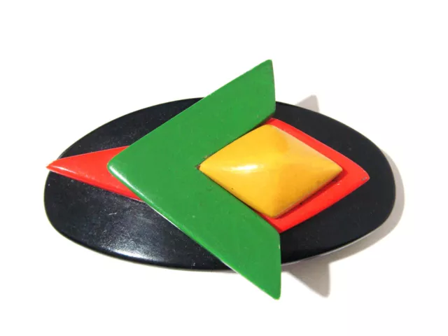 Clip Per Capelli In Plastica Stile Astratto Vintage Insolito Anni '80 Barretta