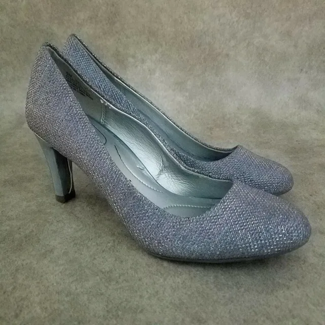 Bandolino Womens Lantana  Size 6 Silver  Textile Slip On 3" Heel Pumps