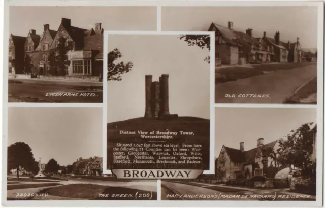 Multi-view Real Photograph Postcard of Broadway Worcestershire