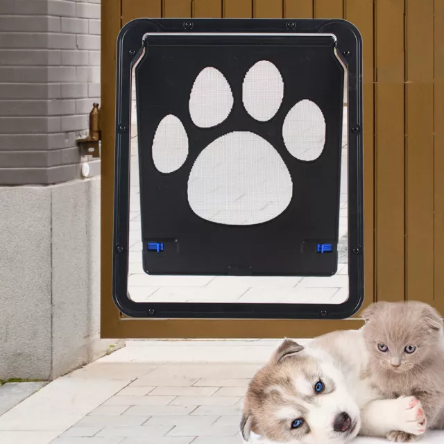 Mediano Pequeño Mascota Gato Cachorro Perro Cerradura Magnética Bloqueable Puerta con solapa Segura Negro