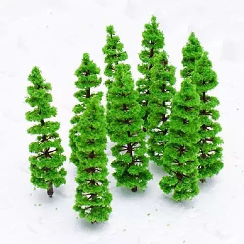 Lots de 10 arbres miniatures en plastique vert, jauge de chemin de fer 1:100 -