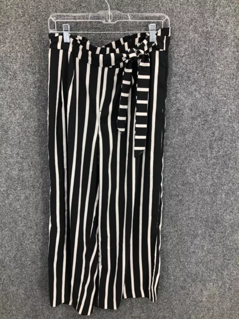 Philosophy Pants Womens Large Black White Stripe Wide Leg Y2K