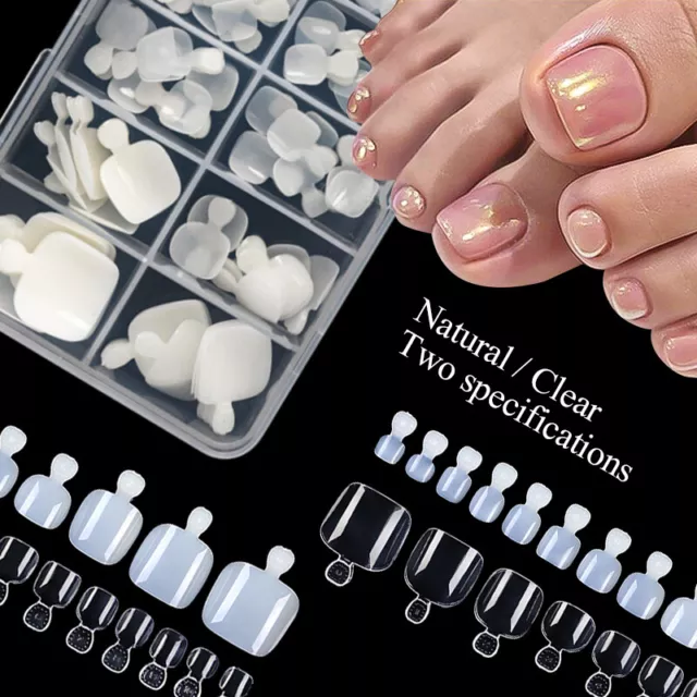 120/240Pcs Toe Nails Clear Acryl False Foot Nagel Tips Artificial Maniküre Tool