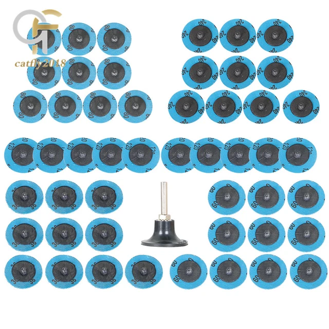 51Pcs  2" Roll Lock Die Grinder Quick Change Sanding Disc 36 60 80 120 240 Grit