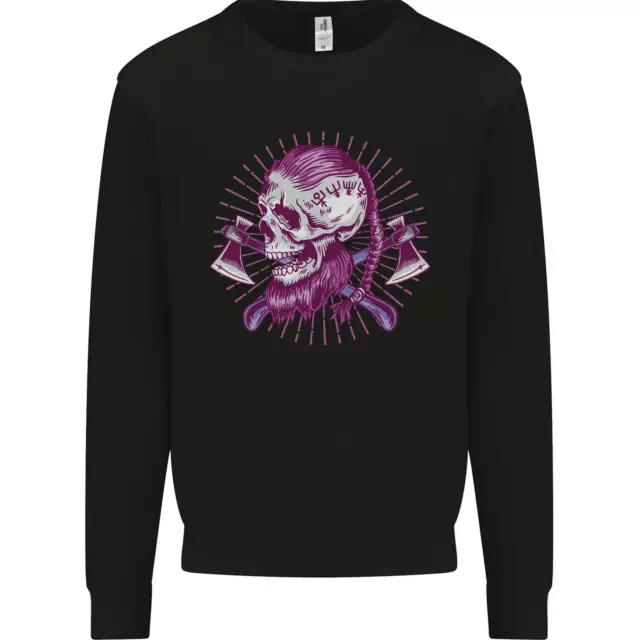 Viking Axe Skull Kids Sweatshirt Jumper