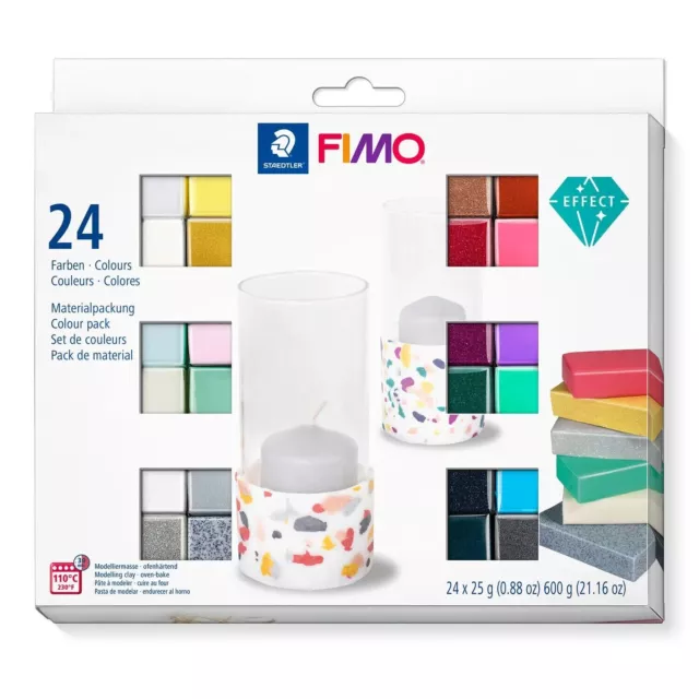 Staedtler FIMO Effektfarben Modellieren Formen Ofen Backen Ton 24x25g 8013C24-1