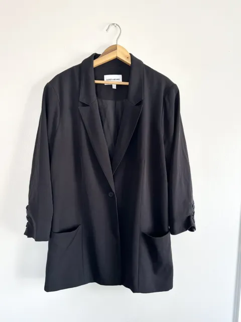 Elizabeth and James Women's One Button Ruched Sleeve Blazer Jacket Black Size XL