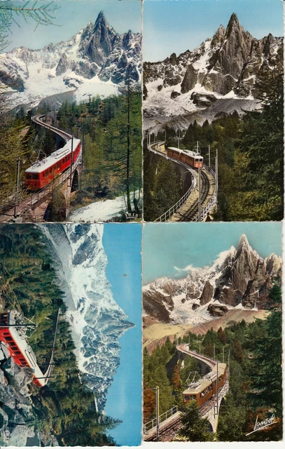 Lot of 4 Antique Old Postcards CHAMONIX MONT-BLANC Train Mont
