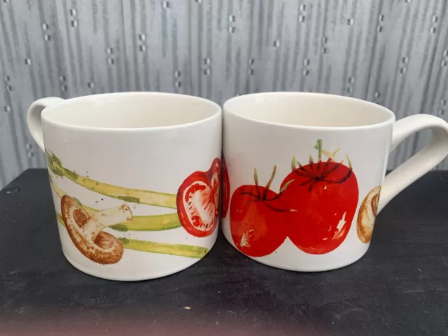 New Pair of Laura Ashley Cook’s Kitchen Vegetable Mugs