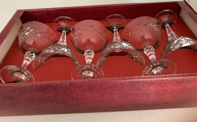 Vintage Set of 6 Bohemia Crystal Champagne Saucer Glasses