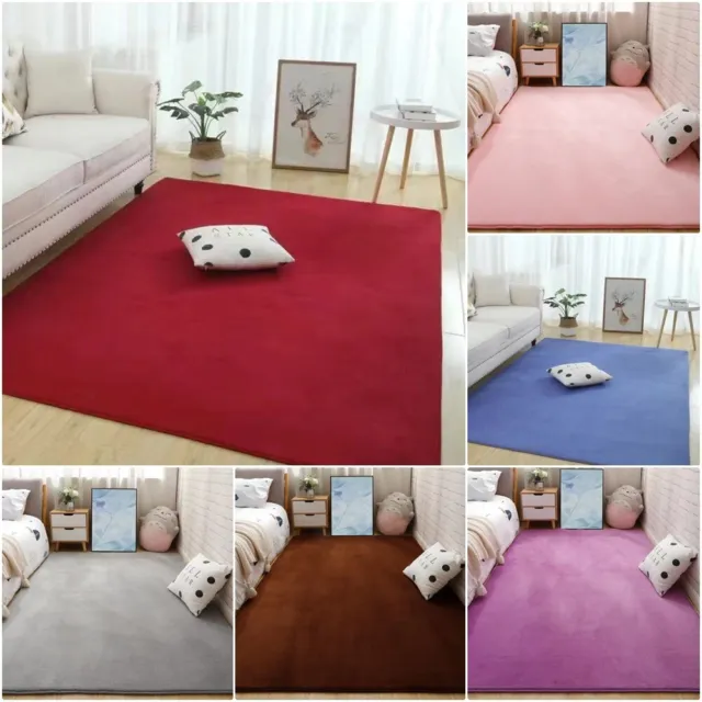 Coral Fleece Solid Colour Carpets/Rugs Short Pile Floor Mat Living Room Bedroom