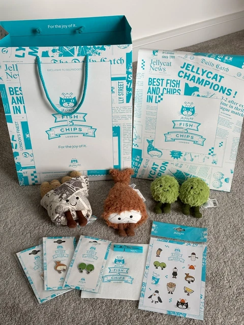JELLYCAT WORLD EXCLUSIVE London Selfridges fish & chips complete