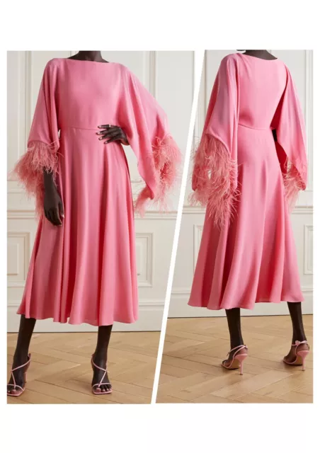 VALENTINO Feather-Trimmed Silk Cocktail Dress $6900