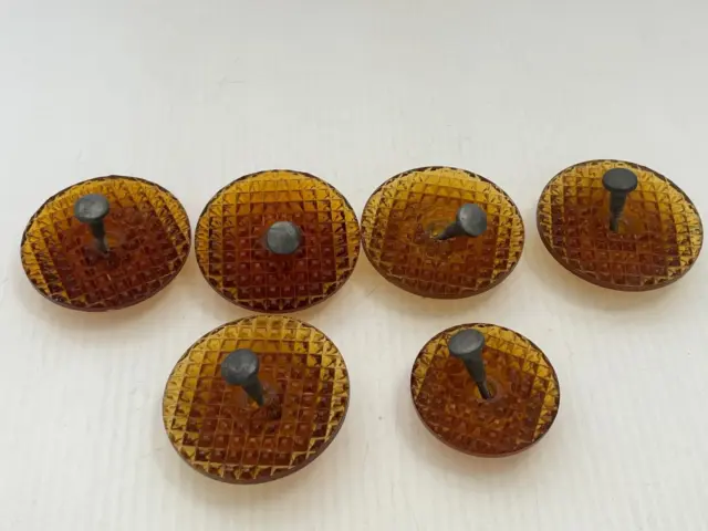 Antique Art Deco Set 6 1920s Amber Round Glass Drawer Pulls Curtain Tie Backs