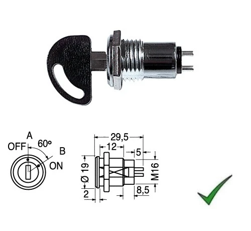 sourcing map 12mm Elettrico MIN2 Perno 2 posizioni su OFF in metallo