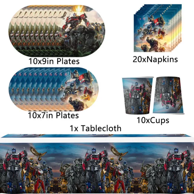 51pcs Plates Tablecloth Cups Tableware Set For Transformers Theme Birthday Party