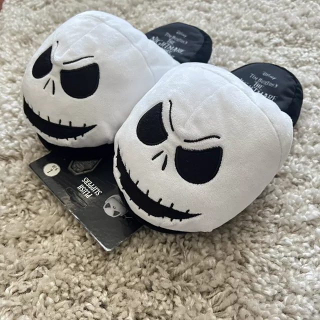 Plush Slippers Nightmare Before Christmas Jack Skellington L 9-10 New Disney