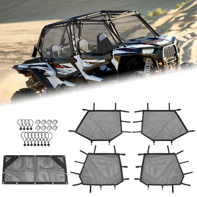 5PCS UTV Window Net Roll Cage Mesh Net Guard Protective Nets Kit For Polaris RZR