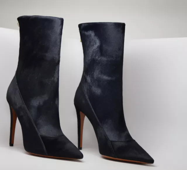 Sexy Calvin Klein Collection Blue Calf Hair High Heel Ankle Boots 10 NIB $945