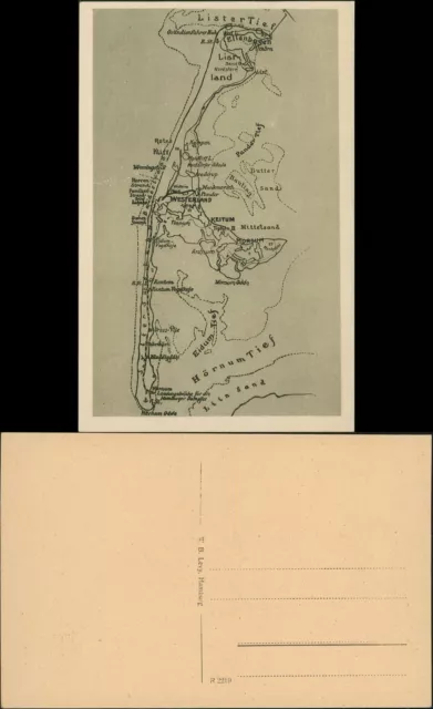 Ansichtskarte Insel Sylt Landkarten AK mit Schiffsrouten 1928