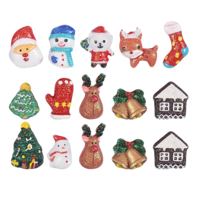 18 piezas Colgante Brillo Navidad Hágalo usted mismo Artesanía para la Fabricación de Teléfono