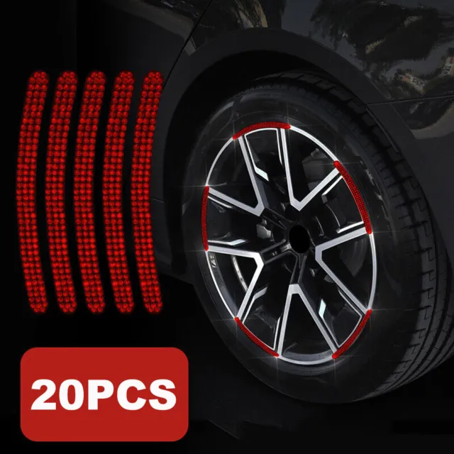 20PCS Red Car Wheel Hub Bling Sticker Tire Rim Edge Guard Protector Strip Decal